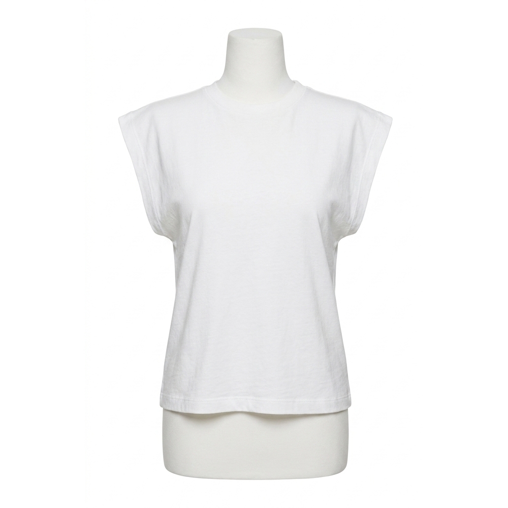 NEW PISTOLA marina wide shoulder muscle tee top in le blanc